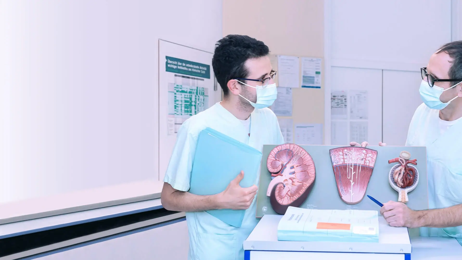 Zwei Experten der Nephrologie beraten sich.